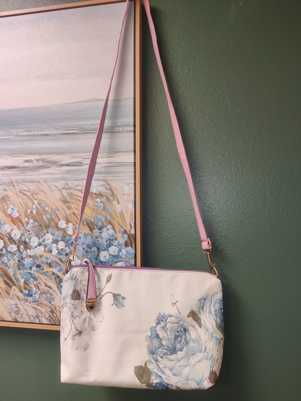 Floral Crossbody Bag in Pink and Cream